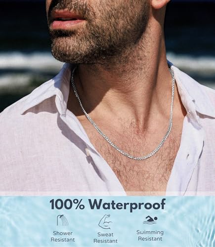 Avotto S925 Sterling Silver 3mm/5mm Thick Cuban Chain for Men Sturdy Mens Silver Gold Chain Non-Fading Cuban Chain Necklace Valentine Jewelry Gifts for Him 16/18/20/22/24/26/28 Inch3