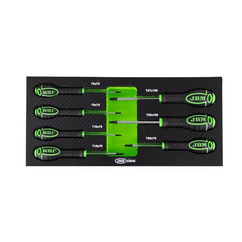 JBM 53945 Destornilladores en Torx con Modulo Eva Carbono, Set de 7, Caja de 10