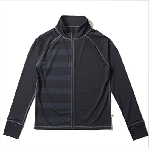 ラッシュガード メンズ HeleiWaho ヘレイワホ 長袖 ジップアップ フードなし UPF50+ chill_borderB-BK/CGY L