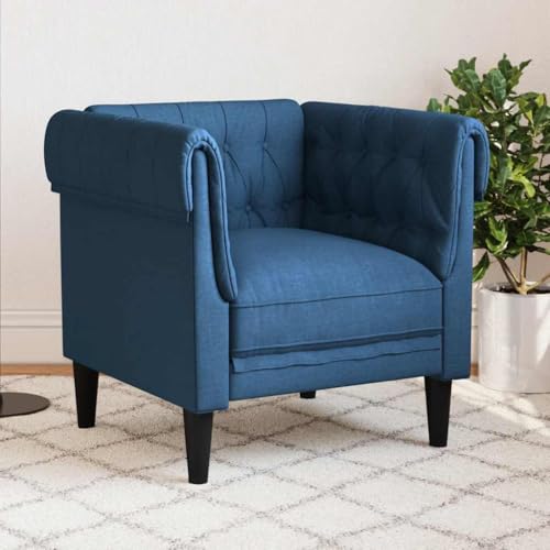 Frdhee Pequeño sofá, sillón Chesterfield, tela azul, sofá cama para sala de estar y dormitorio