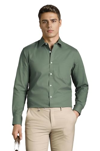 Image of Louis Philippe Men's Regular Fit Easy to Iron Everyday wear Premium Cotton Full Sleeve Solid Formal Shirt