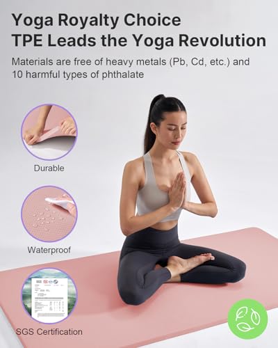 YOTTOY Yoga Mat,Extra Thick Yoga Mat (1 Inch),Professional TPE Exercise Mat,Non-Slip Workout Mat for Yoga, Pilates, Fitness, Barefoot Workouts, Home Gym Studio with Strap - Image 6