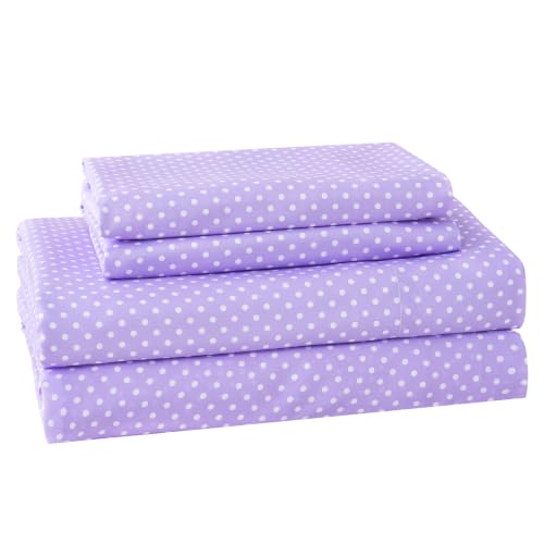 Image of MCO 4Pieces Polka Dot Sheets Set, Breathable Queen Sheet Set with 16 inch Deep Pocket,Modern & Luxury, Brushed Microfiber Bedding Set(Queen, Polkadot Purple)