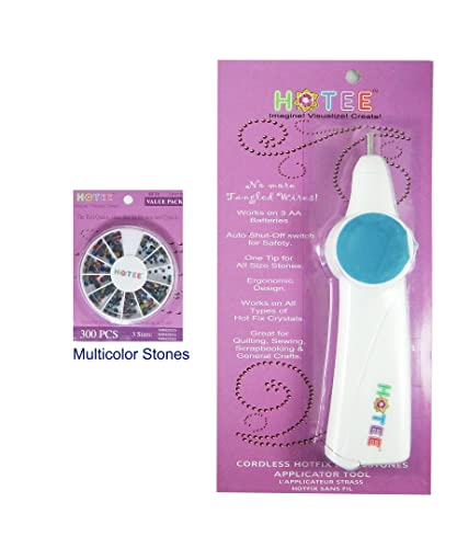 Hotee Cordless Hotfix Rhinestones Applicator Tool Wand Setter Bedazler Starters Kit With Hotfix Crystals Rhinestones In Easy To Store Cases- #Set2 #TOP1