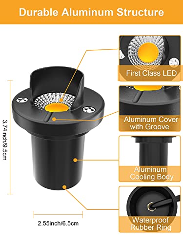 Zuckeo 10Pack 10W Landscape Led Well Lights, Anti Glare Inground Lights, Outdoor Low Voltage Landscape Lights With Connector, Ip67 Waterproof, 12V-24V Aluminum Warm White Light For Yard Path Garden #TOP3