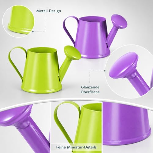 Petits arrosoirs en métal lot de 6 mini pots déco - 4