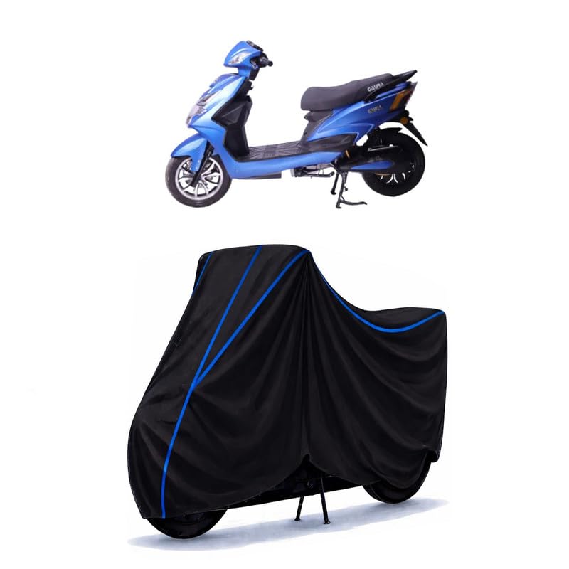 Image of Scooty Cover Water Resistant for Deltic ZGS STD | Universal Scooter & Bike Cover | Heavy Duty UV Dust, Rain & Scratch Protection | Elastic Fit All Weather Indoor Outdoor | Black with Blue Piping