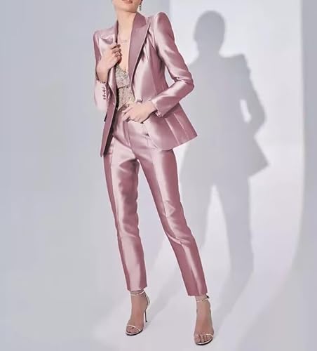 Champagne Satin Women's Blazer and Pants Set for Every Occasion - Image 3