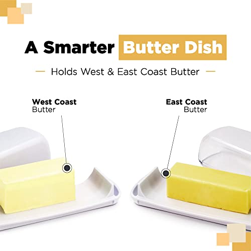 Butter Hub Butter Dish With Lid, Butter Keeper For Countertop, Easy Scoop, No Mess Lid, Dishwasher Safe (Clear) #TOP4