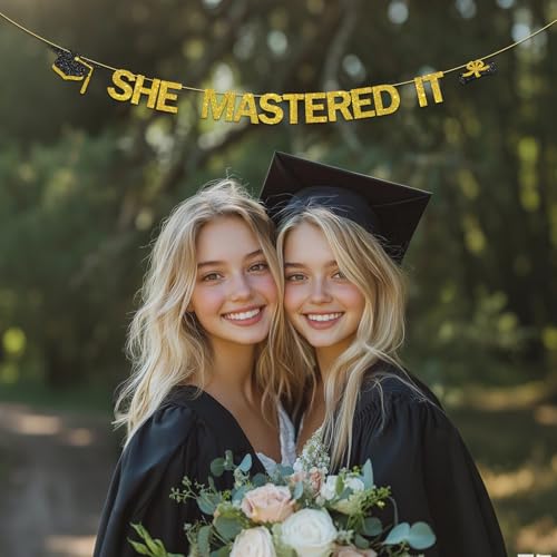 Glitter She Mastered It Banner - Master's Graduation Banner, Congrats Grad/Happy Graduation Sign - Finally Done Party Decorations by Generic - Used condition - Image 9