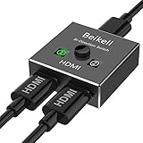 [page_title]-HDMI Switch, Beikell Aluminium Bi-direktion HDMI Switch 2 In 1 Out oder 1 In 2 Out, HDMI Splitter Unterstützt UHD/4K/3D/1080P für Xbox/PS4/TV/Blu-Ray Player/HDTV/DVR Player usw.