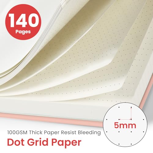 Image of Taja Dotted Spiral Journal Notebook for Women & Men, 140 Pages, Dotted Notebook for Journaling & Note Taking, Journals for Writing, A5(5.7 inch x 7.9 inch) - Pink