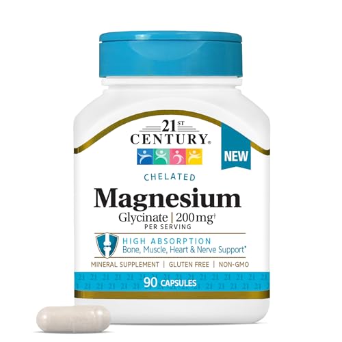 21st Century Magnesium Glycinate 200 mg Capsules per Serving 90 Count