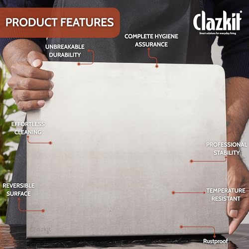 Image of Clazkit Countertop Stainless Steel Cutting Board for Kitchen /Chopping Board /Non Slip /Chopping Board for Kitchen /Vegetable Cutting Board /Kitchen Cutting Boards /Vegetable Cutter Steel 36L X 30W cm