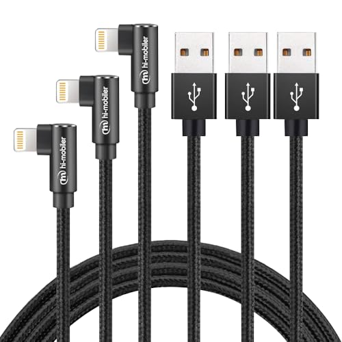 Hi-Mobiler iPhone Charger 3Pack 6FT Lightning Cable Right Angle Lightning Charging Cord Compatible...