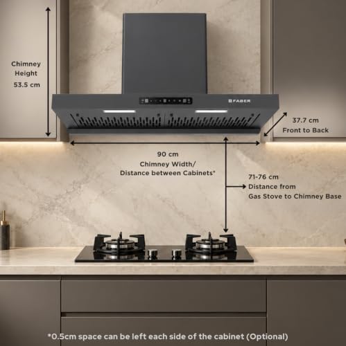 Image of Faber EON 90cm 1350m /hr BLDC Autoclean Filterless T-Shape Chimney|Built In Oil Collector|Touch & Gesture Control|5Yr Motor,2Yr Comprehensive Warranty by Faber | HOOD EON BLDC TC FL SC HC NG IN 90