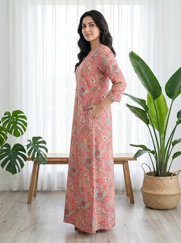 Image of sanaa Women's Luxury Pure Viscose Nighty | Elegant Embroidered Solid Loungewear