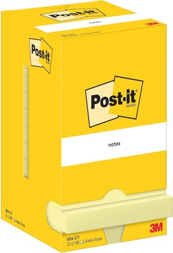 Post-it Notes Autocollantes : Ne Manquez Plus Aucun Rappel Grâce au Pack de 12 Blocs Jaunes