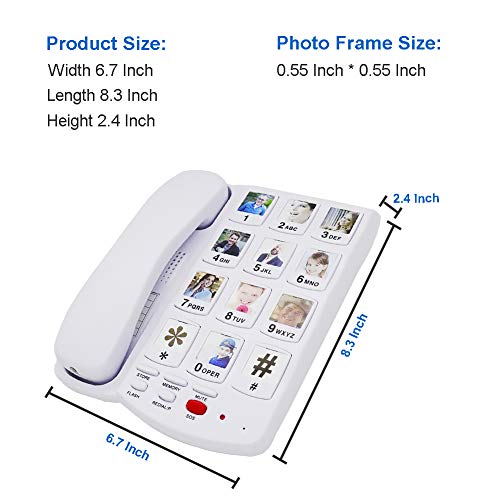 Hepester Big Button Corded Phone For Elderly, P-48 Large Buttons Landline Phone For Seniors Picture Care Phone With Replaceable Amplified Pictures/Adjustable Volume/Sos Emergency Speed Dial #TOP5