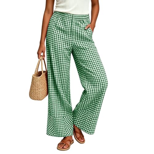 Gingham Pants Women 2026 Business Casual Green Medium — view 5