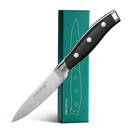 Linoroso Paring Knife 3.5 inch Small Kitchen Knife with Elegant Gift Box, Sharp Forged German Carbon Stainless Steel Fruit Knife, Full Tang, Ergonomic Handle-Classic Series