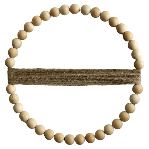 ヴィンテージ大型ラウンドフレームマクラメ壁掛け装飾手織りロープウッドビーズ装飾飾りドライフラワーホルダーラウンド壁装飾