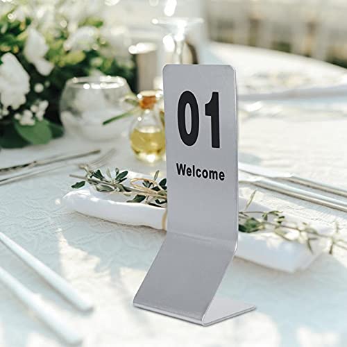 Plaque numérotée de Table en Acier Inoxydable - Lot de 10 Supports Double Face - 3
