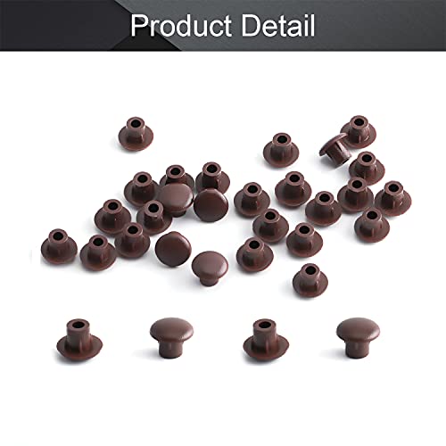 Image of MroMax 100Pcs Screw Cap Cover 3 /16inch Bottom Dia Fit for 4.5-5mm Diameter Hole Plastic Tube Cover Shelf Peg Hole Plugs for Cupboard Bookshelf Shelf Closet Cabinet Bracket Furniture Dark Brown Tone