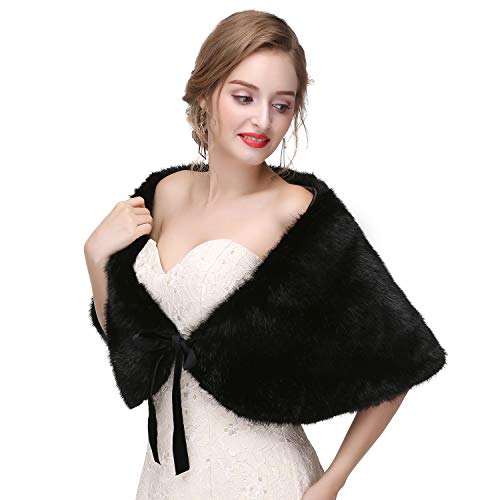 Faux Fur Wrap and Shawls Ribbon Pashmina Bridal Bolero Stole Shrug Winter Wedding Wrap 1920 Capelet Fur Cape for Women2