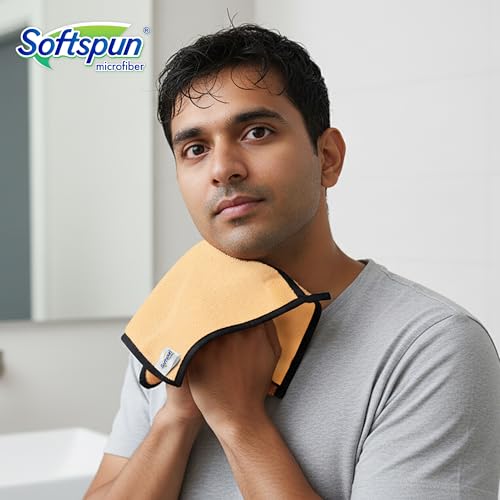 Image of SOFTSPUN Microfiber Hand & Face Wipes 280 GSM 20x30 Cms, 4 Piece Towel Set, (Beige Colour) Super Soft & Silky for Hand, Face and Body - Hypoallergenic Sensitive Skin Wipes & Washcloths.