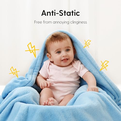 Image of Baby Blanket for Girls and Boys, Soft Milky Plush Blankets for Newborns and Toddlers, 50x50 Inch Large Square Baby Blanket for Boys and Girls, Blue