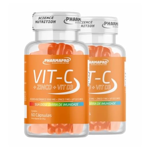 Kit 2x Vitamina C 1000mg Por Dose 60 Cápsulas Zinco e Vitamina D3 Ácido ascórbico Colecalciferol Auxilia no Sistema Imune Antioxidante Rende 30 Doses Matéria Prima Importada - PharmaPro