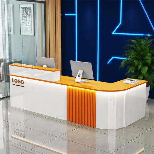 Reception Desk with Counterr, Lockable Drawers and Storage,Shopping Mall Office Cashier Receptionist Desk for Receptionists in Offices, Retail Stores, Lobbies, Shops