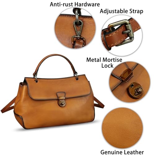Genuine Leather Handbag Satchel for Women Retro Leather Crossbody Bag Pouch Vintage Ladies Handbag Purse - Image 7