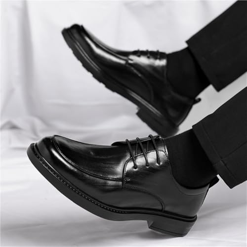Men's Genuine Leather Breathable Fall Business Dress Shoes Black British Style Wedding Loafers for Groomsmen and Groom4