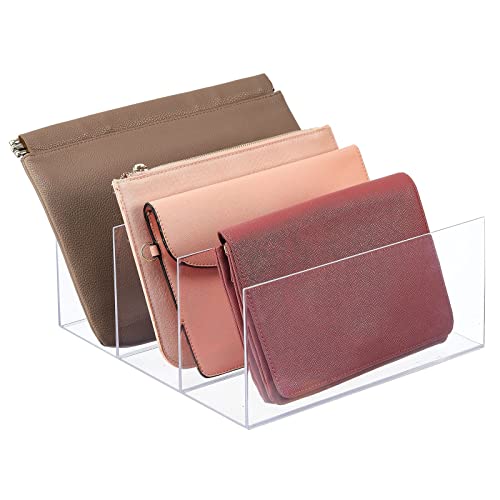 Mdesign Plastic Purse/Handbag Organizer - Closet Divided Storage For Bags, Clutches, Wallets, Wristlets - Space-Saving Bedroom And Cabinet Organization, Lumiere Collection - Clear #TOP4