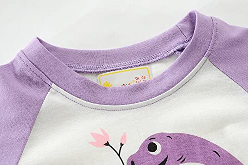 Little Hand Girls Dinosaur Pajamas Long Sleeve Unicorn Sleepwear Pajama Cute Princess Pjs for Toddler Clothes 2-7 Years4