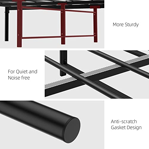 Sunnyfurn 12 Inches Metal Full Size Bed Frame Queen Size With Victorian Headboard And Footboard Mattress Foundation No Box Spring Needed, Black #TOP3
