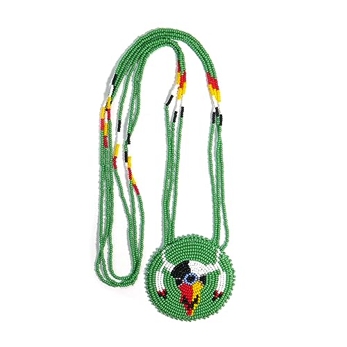 Collier médaillon perles rocaille amérindien, le cadeau artisanal idéal