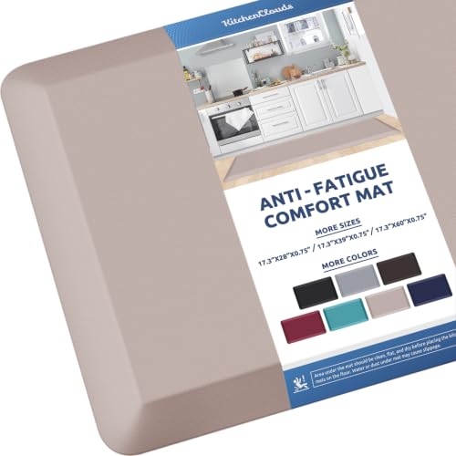 Image of KitchenClouds Kitchen Mat Cushioned Anti Fatigue Kitchen Rug Non Slip Standing Mat Comfort Floor Mats for Sink Office (17.3 inchx60 inch- 0.8inch,Khaki)