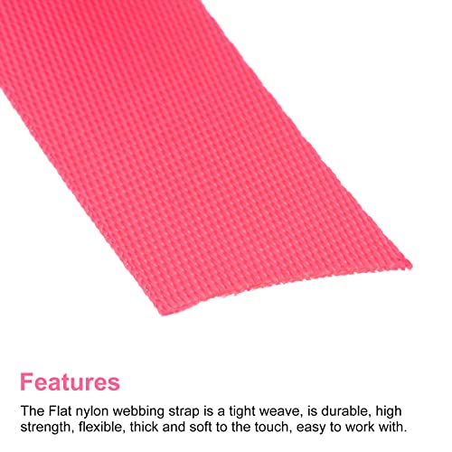 Image of MECCANIXITY Flat Nylon Webbing Strap 1 Inch 15 Yards Bright Rose Red for Backpack Cargo Strap Luggage-rack