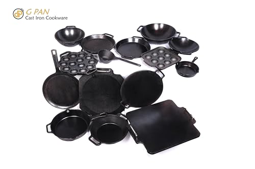 Image of G PAN 14 Inch Pre-Seasoned Cast Iron Square Dosa Tawa, Large Flat Dosaikkal Griddle Pan for Roti, Chapati and Crepes, Spacious Cooking Surface for Kitchen