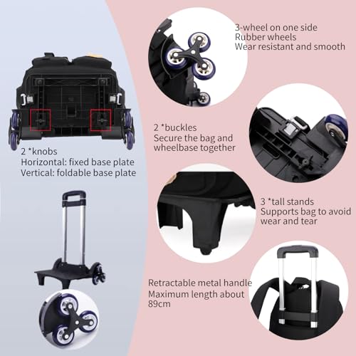 Kids Rolling Backpack for Girls Boys, Elementary & Middle School Bags with Wheels, Boys Roller Backpack Kids Bookbag with 6 Wheels, Khaki4