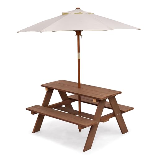 Costzon Kids Picnic Table, Wooden Childrens Table & Bench Set wit...