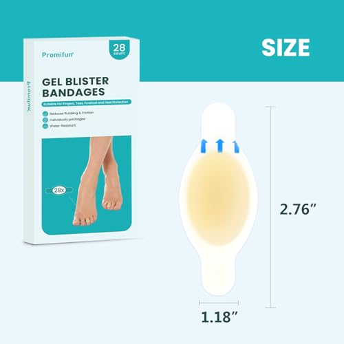 Image of Promifun Blister Bandages Blister Pads - 28 ct Blister Cushions - Water Resistant Hydrocolloid Bandage for Foot, Toe, Heel - Gel Blister Bandages for Prevention & Recovery, Toe Pack
