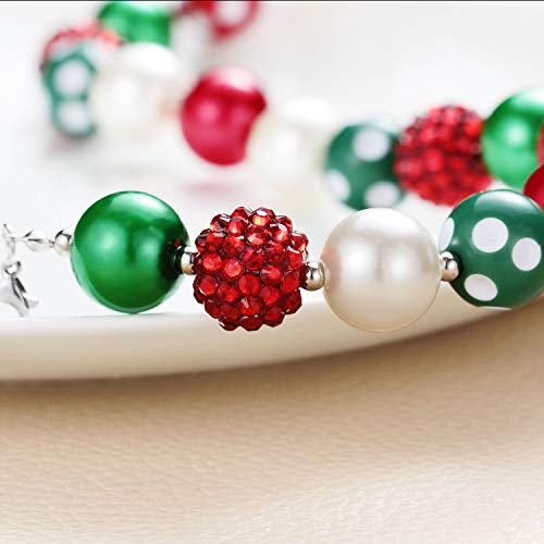 Vinjewelry Christmas Bubblegum Chunky Bead Necklace & Bracelet Set Gifts for Little Girls3