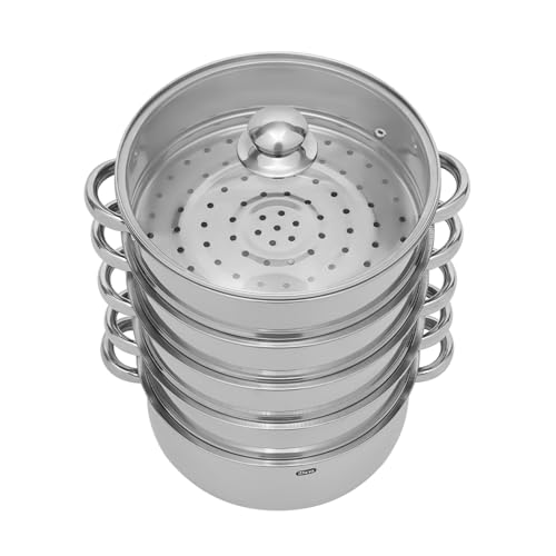 Mantowarka - Vaporera de acero inoxidable con tapa de cristal (5 niveles, 28 cm)