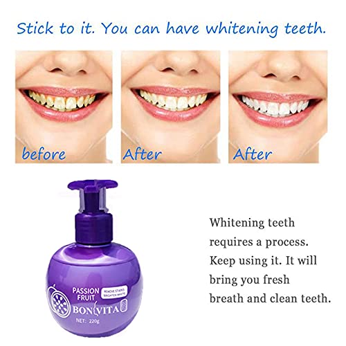 Bonvita Baking Soda Whitening Toothpaste, Intensive Stain Remover, Fluoride Free And Easy To Use Pump. Leaves Mouth Feeling Clean And Fresh With Sparkling White Teeth. Passion Fruit Flavor. #TOP3