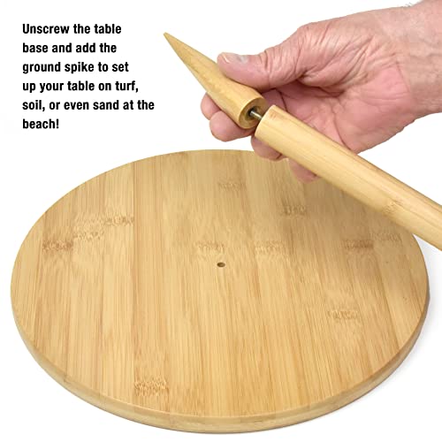 Wt Products Small Portable Outdoor Bamboo Picnic Wine Table For Use In Sand, Earth, Patio - Very Flexible And Handy #TOP6