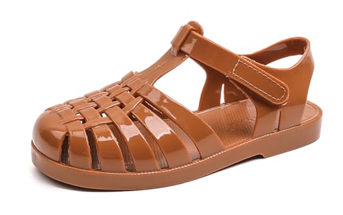Image of GUGUYeah Jelly Sandals for Girls,Closed Toe Princess Costume Summer Dress Shoes Fisherman Gladiator Water Beach Flat Sandals for Toddler /Little Kid /Big Kid